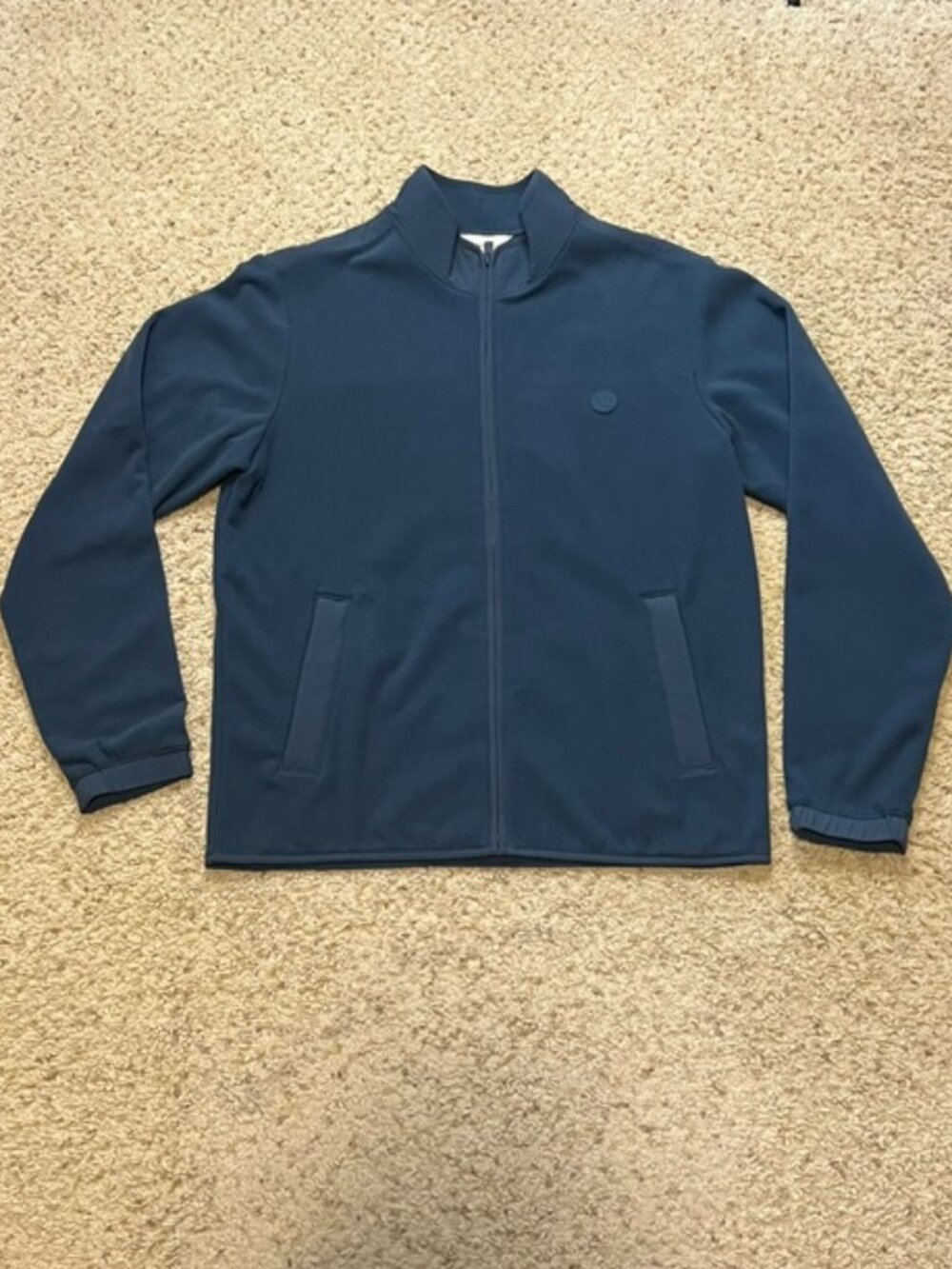 Vuori Men's Ocean Blue Aspen Full Zip Polartec Fleece Jacket Size Large L EUC